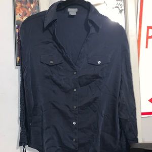 Ann Klein Navy Silk Blouse 6